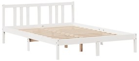 Cama com estante sem colchão 140x200 cm pinho maciço branco