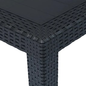 Conj. jantar p/ exterior 5 pcs plástico antracite aspeto vime