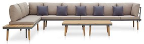 46484 vidaXL 8 lugares conjunto lounge jardim c/ almofadões acácia maciça