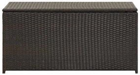 Caixa de arrumação para jardim 100x50x50 cm vime PE castanho