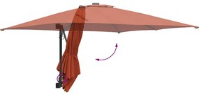 Guarda-sol de Jardim Montado na Parede Terracota 247 cm