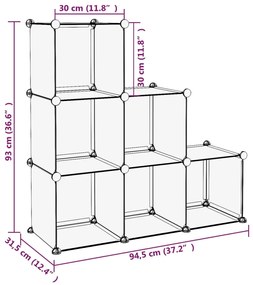 Organizador de arrumação com 6 cubos PP preto
