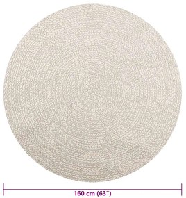 Tapete ZIZUR creme Ø 160 cm aspeto de juta interior e exterior