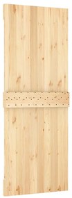Porta de correr com ferragens 80x210 cm madeira de pinho maciça