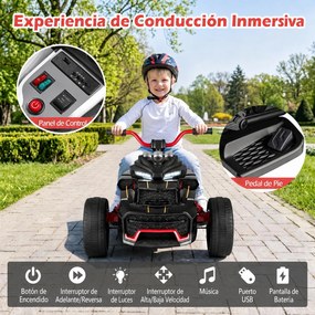 Moto Elétrica Infantil crianças 3 a 6 anos de Três Rodas, 72 x 111 x 64 cm, Dois Motores de 25 W, Vermelho+Preto