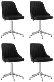 vidaXL Cadeiras de jantar giratórias 4 pcs veludo preto