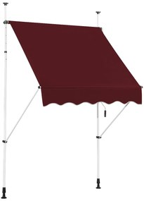 Toldo Telescópico e Retrátil 150 cm Resistente aos Raios UV Impermeável com Manivela Altura Regulável para Janela Varanda Jardim Vermelho
