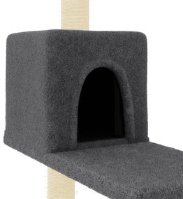 Árvore p/ gatos c/ postes arranhadores sisal 95 cm cinza-escuro