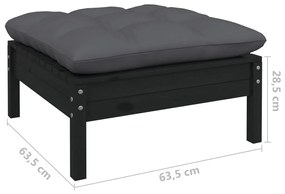 11 pcs conjunto lounge de jardim c/ almofadões pinho preto