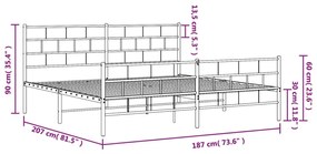 Estrutura de cama com cabeceira e pés 180x200 cm metal branco