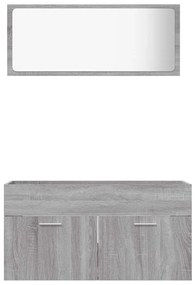 2 pcs conjunto móveis WC derivados de madeira sonoma cinza