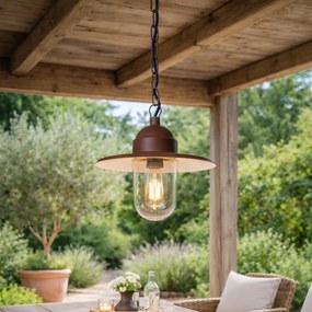 Candeeiro de suspensão moderno para exterior cor ferrugem IP44 - Kansas