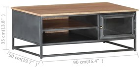 Mesa de centro 90x50x35 cm madeira de acácia maciça cinzento