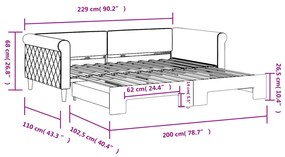 Sofá-cama com gavetão 100x200 cm veludo preto