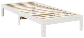 Cama sem colchão 90x200 cm madeira de pinho maciça branco