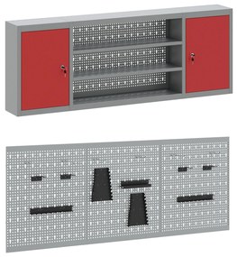 Conjunto de Bancada de Trabalho VidaXL com 7 Peças em Aço Vermelho