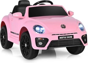 Carro elétrico infantil 12 V com comando à distância, luzes, música e portas duplas, 5 km/h, 30 kg, para crianças de 3 a 8 anos, cor rosa
