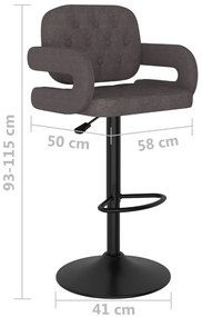 Bancos de bar 2 pcs tecido cinzento-acastanhado
