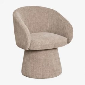 Cadeira De Jantar Giratória Estofada Flavian Com Braços Tecido Toupeira - Sklum