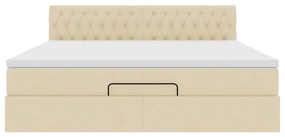 Estrutura de cama otomana com colchão tecido creme 160x200cm