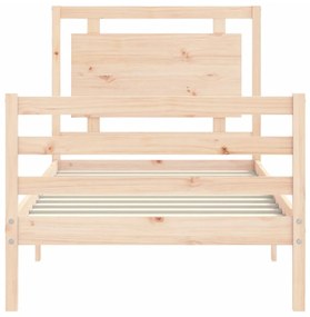 Estrutura cama de solteiro pequena c/ cabeceira madeira maciça