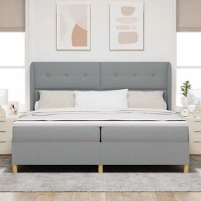 Camas Box Spring vidaXL com Colchão em Cinza Claro, 200x200 cm, Têxtil