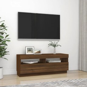 Móvel de TV com luzes LED 100x35x40 cm cor carvalho castanho