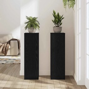Suportes de Plantas 2 pçs Carvalho Preto 25x25x80 cm Madeira Revestida