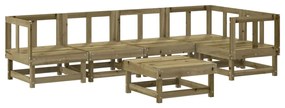 6 pcs conjunto lounge de jardim c/ almofadões pinho impregnado