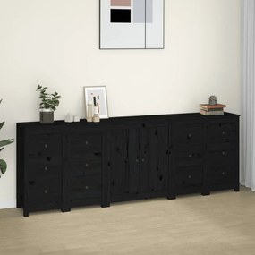 vidaXL Aparador 230x35x80 cm madeira de pinho maciça preto