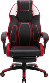 Cadeira de escritório Clovis de couro sintético Preto e Vermelho