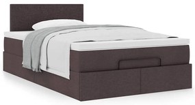 Cama otomana com colchão 120x200 cm tecido castanho escuro