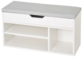 Sapateira com Assento Acolchoado Carga máxima de 120kg MDF 80x30x43cm Branco