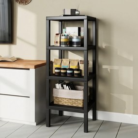 Estante de plástico cozinha com 4 níveis 38 x 32,5 x 99 cm, estante organizadora estreita e multifuncional, montagem sem ferramentas, para casa de ban