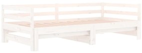 Estrutura sofá-cama de puxar 2x(90x190) cm pinho maciço branco