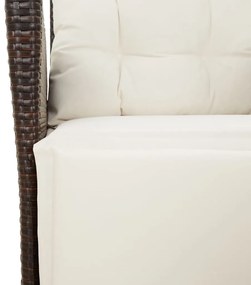 5 pcs conjunto jantar p/ jardim c/ almofadões vime PE castanho