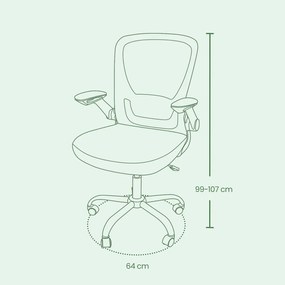 Cadeira de escritório com revestimento em malha e apoio lombar almofadado bege