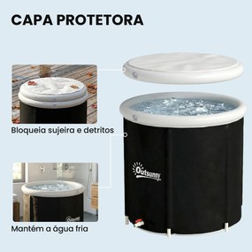 Banheira de Gelo 280L Insuflável Portátil para Recuperação de Atletas com Tampa e Bomba Ø78x71 cm