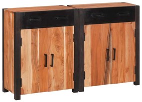 vidaXL Buffet 2 pcs Castanho 110 x 30 x 75 cm Madeira Sólida de Acácia