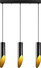Candeeiro de Teto Kesik – Preto e Dourado – 58 x 8 cm
