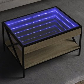 Mesa de centro luzes LED Infinity 70x50x38 cm carvalho sonoma
