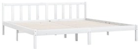 Estrutura de Cama Jane em Madeira de Pinho - 200x200 cm - Branco - Des