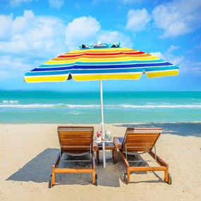 Guarda-sol de praia inclinável portátil com porta-copos, saco de transporte e proteção solar UPF50+ para exterior Pátio Piscina 2 x 2,2 m Multicolorid