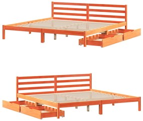 Cama sem colchão 200x200 cm pinho maciço castanho-mel