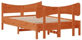 Cama sem colchão 120x190 cm madeira pinho maciça castanho-mel
