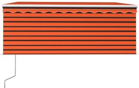 Toldo retrátil automático com estore 3,5x2,5 m laranja/castanho