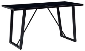 vidaXL Mesa de jantar 160x80x75 cm vidro temperado preto