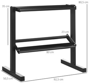 Suporte para Halteres de 2 Níveis Suporte de Armazenamento para Halteres 92,5x50,5x80,5 cm Preto