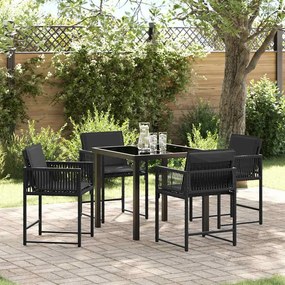 vidaXL Conjunto de Jantar para Jardim 5 pcs Preto vime PE