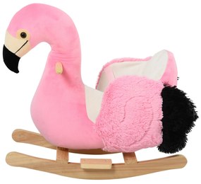 HOMCOM Cavalo de baloiço modelo flamingo com cinto de segurança  de pelúcia para crianças acima de 18 meses 60x33x52cm